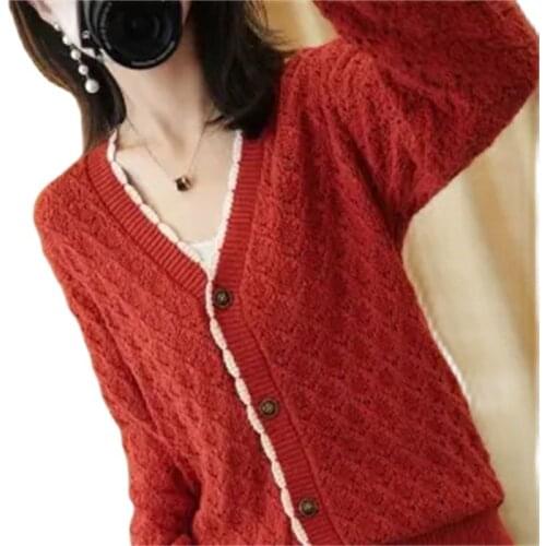 Women Coat2021 Spring Autumn New Cotton Cardigan Knit Jacket Female Button Sweater Loose Large Size Shor Style Cotton Outer A559