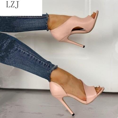 LZJ 2020 New Sexy Gladiator High Heels 10CM Women Pumps Wedding Dress Shoes Woman Valentine Stiletto Zapatillas Mujer Peep Toe