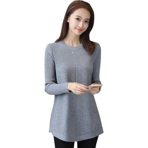 Womens Sweater 2019 New Fashion O Neck Long Sleeve Pullover Knit Sweater Womens Clothing Loose Autumn Winter Womens Tops Y57