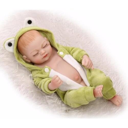 10inch 25cm Reborn Baby Doll Soft Silicone Lifelike Toy Gift for Children Christmas Presents Green White Rabbit toy Love