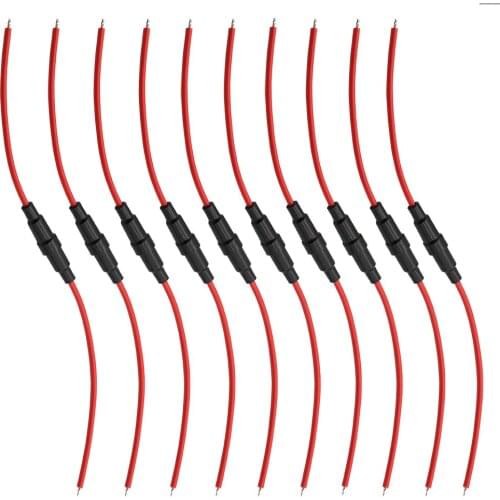 10PCS 5x20mm AGC Fuse Holder Inline screw type with 16 wire AWG for car boat new