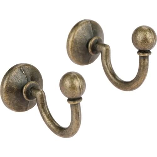 2pcs 32*23mm Antique Bronze Hooks Alloy Wall Hanger Hat Coat Robe Hooks Bathroom Kitchen Hooks Hanger Furniture Hardware