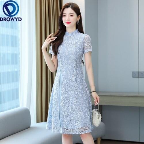 2021 Beach Print Mini Sexy Dress for Women Summer Fashion Short Sleeve Blue Lace Dress Elegant Boho Slim Party Dresses Vestidos