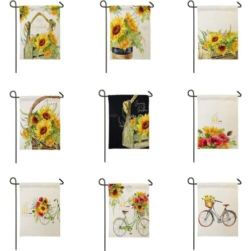 30*45cm Linen Cloth Double sided printing sunflower welcome decorated Garden Flag Outdoor Home Decoration AccessoriesQZ04