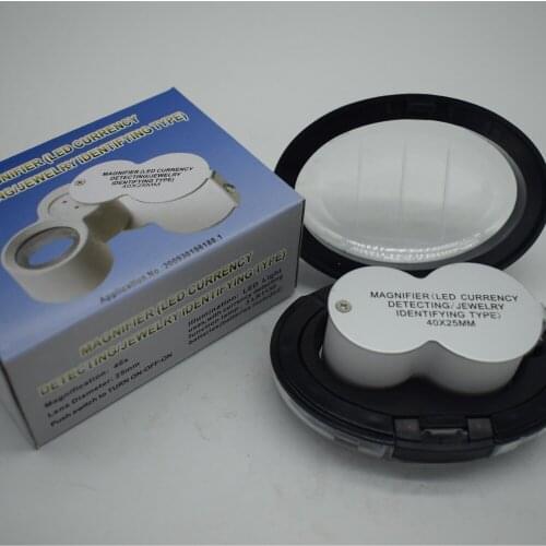 40x25mm Magnifier for jewelry Jade identify LED currency diamond stamps detecting