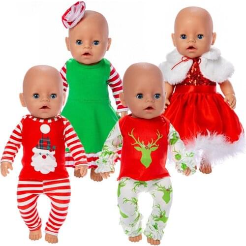 43cm Doll Clothes for Baby Doll Santa Claus Rainbow Doll Clothes Accessories for Baby Gift 18 Inch Doll Clothes