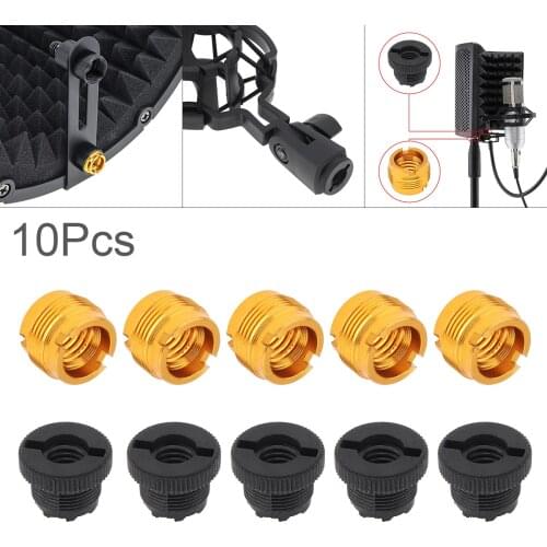 5Pcs 3/8 Female to 5/8 Male Screw Adapter Converter for Microphone Stand Clip Mic Stand Holder Adapter Gold Black Accessories