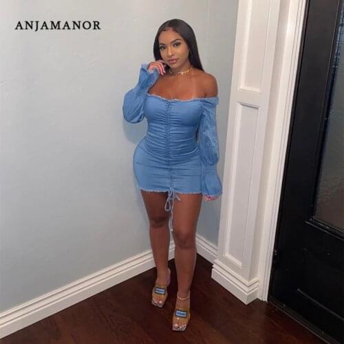 Модные джинсовые платья ANJAMANOR China At AliExpress