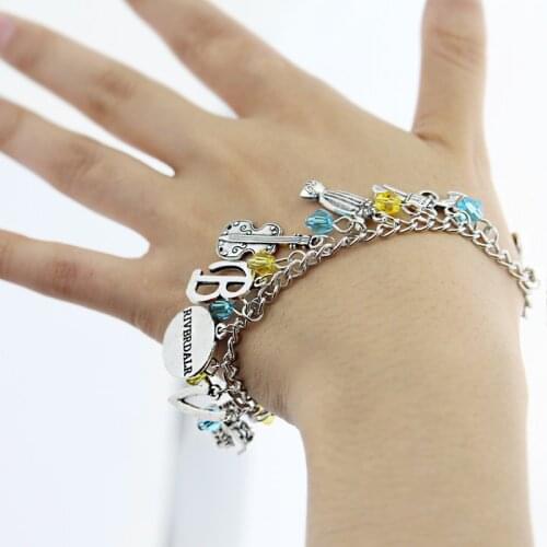 Riverdale TV Series Pops Chock'lit Shoppe Logo Charm Bracelet Guitar Metal Pendant Bracelets Bangles For Men Women Gifts