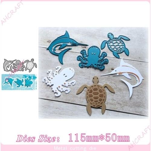Turtle octopus and dolphin Metal Cutting Dies for diy Scrapbooking Photo Album Decorative Embossing PaperCard Crafts Die2020