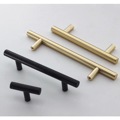 Black Golden Cupboard Handle Brushed Stainless Steel Kitchen Cabinet Door Knob Furniture Drawer Pull Hardware Pulls Bar Handle
