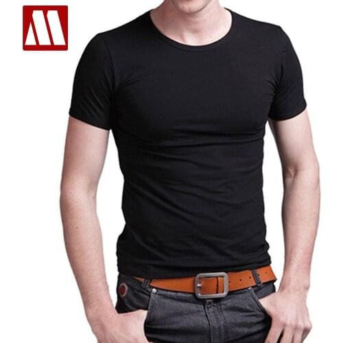 Stretch Men T Shirt Mens O-neck Short-sleeve T Shirts Casual Slim Solid Color Tshirts Men Tops Tees Special Sales Cotton S-5XL