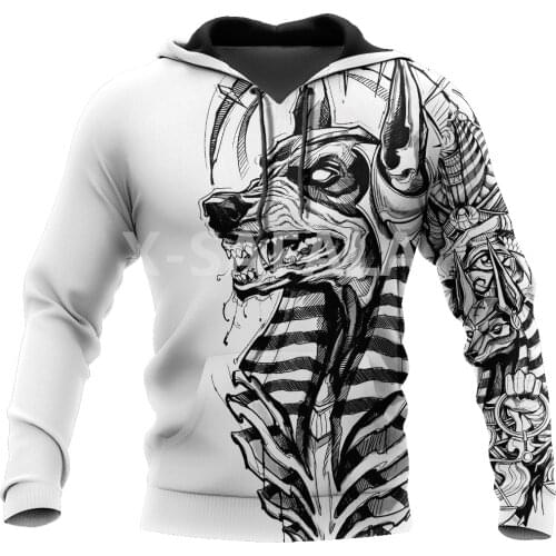 Ancient Egypt Anubis Tattoo 3D All Print Plus Hoodie Man Women Harajuku Outwear Zipper Pullover Sweatshirt Casual Unisex Jacket