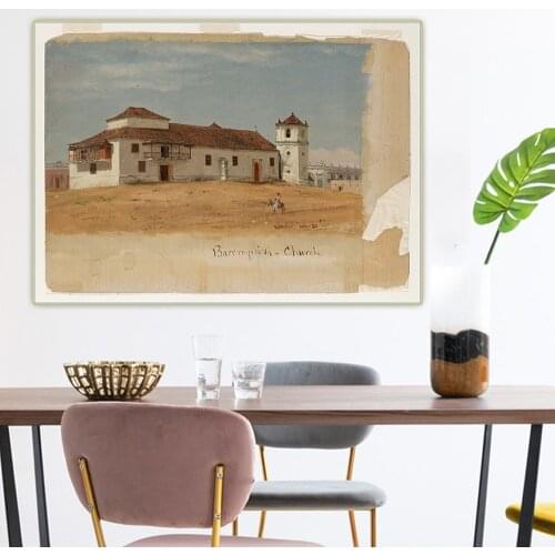 Canvas Oil Painting Frederic Edwin Church"Colombia,Baranquilla Church"Wall Art Aesthetic Western Decor Poster Home Decoration