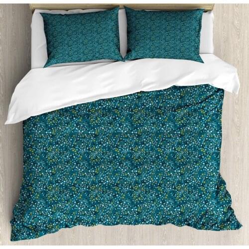 Floral Duvet Cover Set Spring Pattern with Flowers Artwork 3 Piece Bedding Set Petrol Blue Charcoal Grey Earth Yellow Ginger