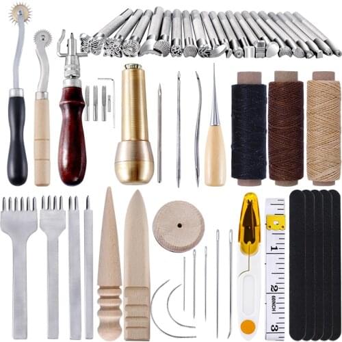 LMDZ Hand Cutter Carving Sewing Leather Craft Tools Kit Professional Stitching Punch Carving Work Leathercraft Accessories