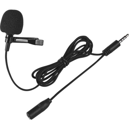 Mini Clip-on Lapel Lavalier Condenser 3.5mm Microphone Mic with Headphone Output for Cellphone DSLR Camera Computer PC Laptop