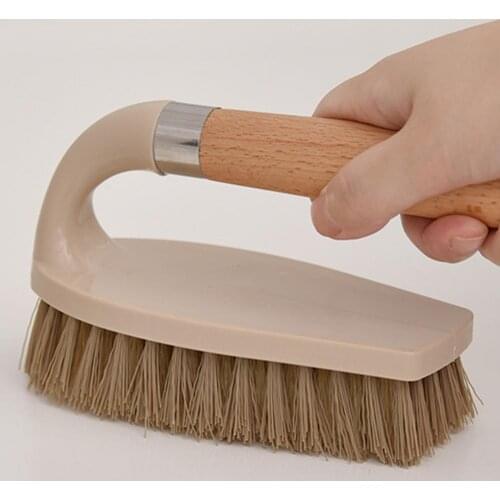 Cleaning Brush Multifunctional Durable Wooden Handle Stiff Bristles Sturdy Scrub Brush for Bathroom