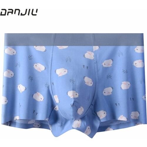 Fashion Yong Man Cotton Cartoon Print Breathable Boxers 3XL Large Size Male Middle Waist High Elasticity Seamless New Underwear