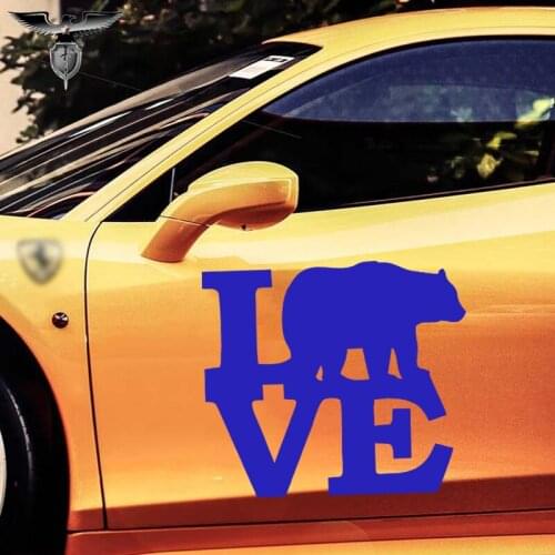 EmpireYing 3 Size 8 Colors Cute Wild Animals Grizzly Bear Love WordArt Car Sticker Truck SUV Door Kayak Styling Vinyl Decal Gift