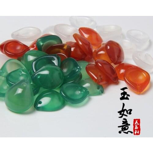 Natural agate handcarved plum bossom petal DIY 100% real jade bracelets necklace jade accessories septa scattered beads