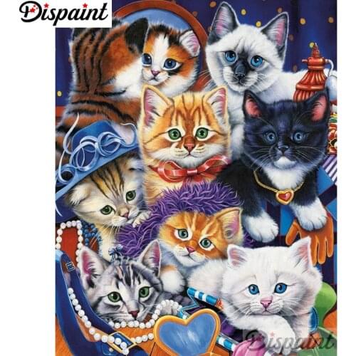 Dispaint Full Square/Round Drill 5D DIY Diamond Painting "Animal cat scenery" 3D Embroidery Cross Stitch Home Decor Gift A18485