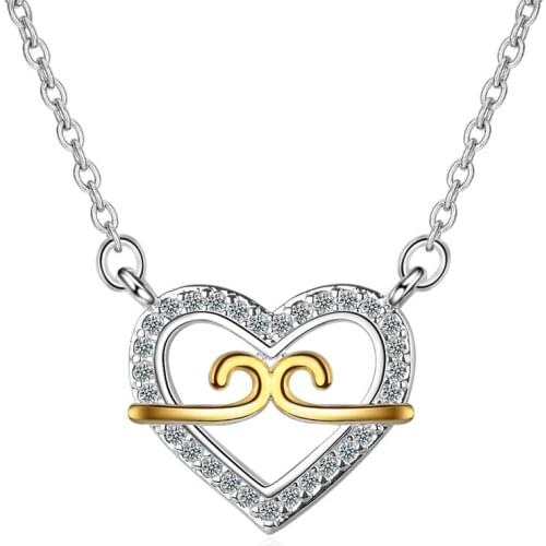 TJP Top Quality Austrian Rhinestones Heart Pendants Necklace For Women Jewelry Fashion 925 Silver Necklace Lady Accessories Girl