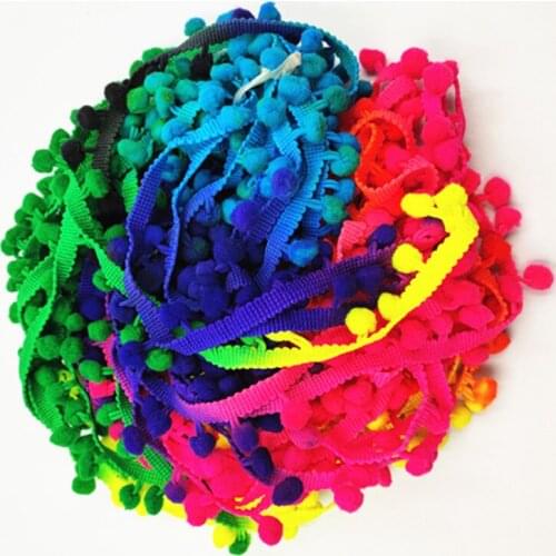 5/50Yards Pom pom Fringe Lace Ribbon Pompom Trim Ball Fabric DIY Sewing Tassel Lace Kintted Fabric Handmade DIY Craft Accessorie
