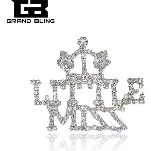 Fantastic Design of Rhinestone Brooch Jewelry "LITTLE MISS" Word Pin