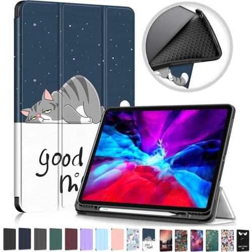 PU Leather Folding Cover For iPad Pro 11 2021 Case Smart TPU For iPad Pro 12 9 2021 2020 12.9 Inch Case with Pencil Holder Gift