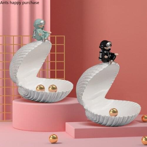 Resin Diver Shell Ornaments Storage Box Jewelry Box Storage Tray Statue Sculpture Figurines Decoration Crafts Jewelry Organizer