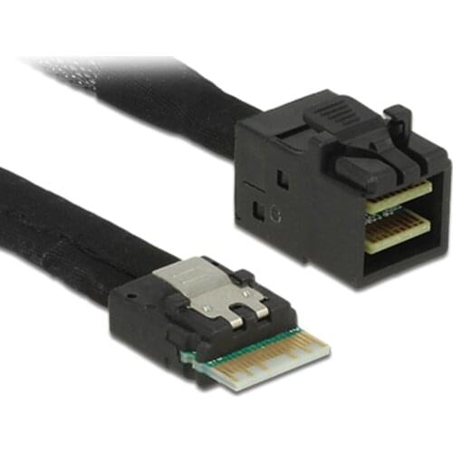 Slim Line SAS 4.0 SFF-8654 4i 38pin Host to HD Mini SAS 4i SFF-8643 36pin Target Cable 50cm