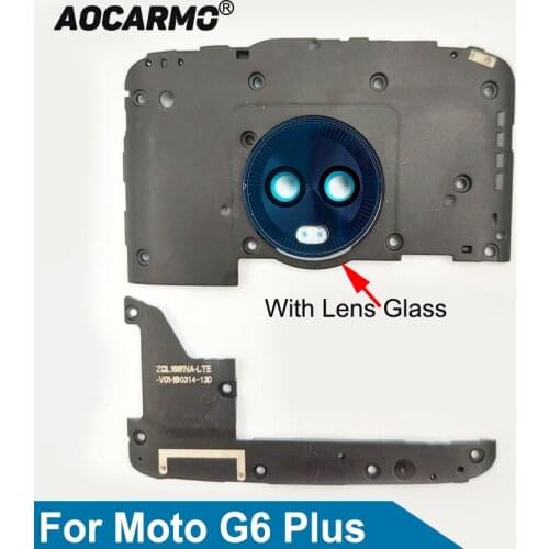 Aocarmo Top Cover With Lens Glass With Frame Ring Cover And Bottom Cover Replacement Part For Moto G6 Plus