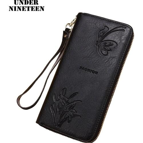 Under Nineteen Wallets Women Fashion Vintage PU Long Purse Female Brand Card Holders Cellphone Pocket Gifts For Women Money Bags