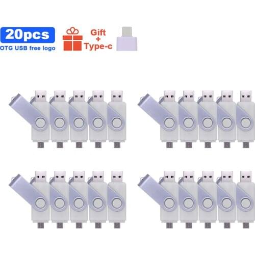 20pcs/lot metal OTG pendrive free logo 128GB flash usb memory 4GB 8GB pendrive 16GB usb flash drive cle usb flash stick for gift