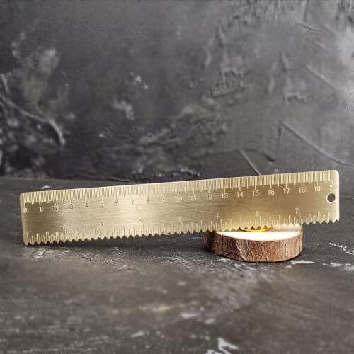 20CM Brass Wave Straight Ruler Copper Wave School Kids Gift Set Measure Tools 15cm18cm Metal Copper Ruler Stationery Accessories