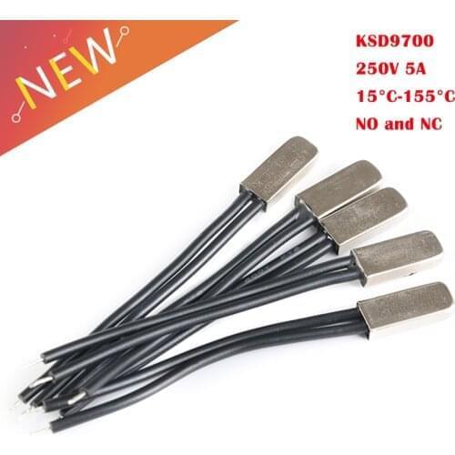 5Pcs KSD9700 250V 5A 40~105 Degree Bimetal Disc Temperature Switch Normal Close Closed Thermostat Thermal Protector