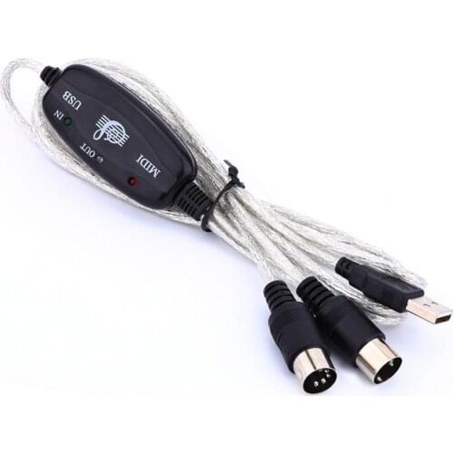 500pcs/lot USB IN-OUT MIDI Interface Cable Converter to PC Music Keyboard Adapter Cord Cable New