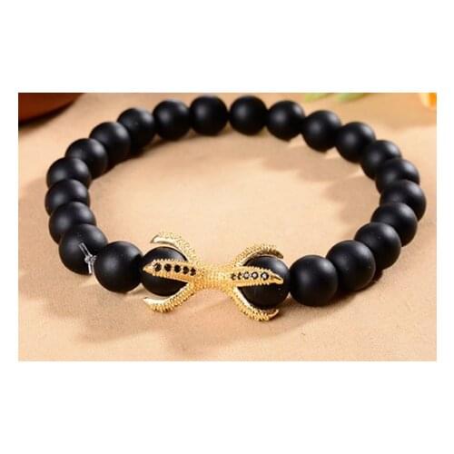 8mm rope micro pave cz zircon Eight claws Reiki Buddha Prayer Yoga Bracelet vb435 adjusted Macrame black bead Bangles