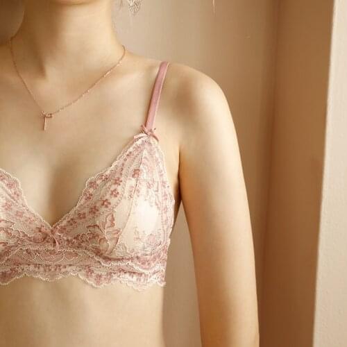 LILYMODA French Style Bralette Seamless Deep V Lace Bra Wireless Thin Underwear Sexy Lingerie Soft Push Up Bras For Women Hot