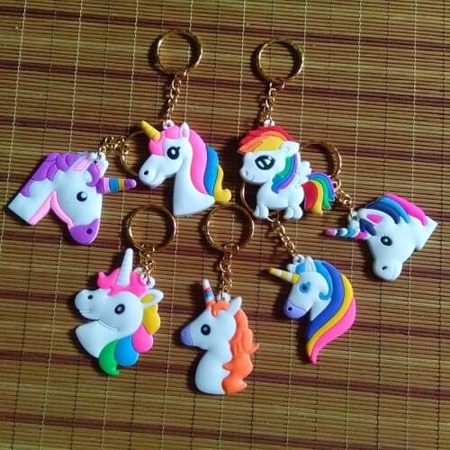 7 Color Unicorn Key Chain Gold Cartoon Unicorn Key Ring Mini Soft Pendant Bag Charming Car Holder Personality Gifts