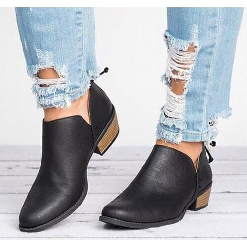 Spring Autumn Women Butterfly-knot Chelsea Boots Slip-On Med High Heels Female Shoes Short Boots Pointed Toe Shoes Woman
