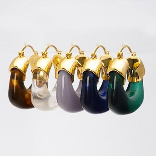 European and American bloggers network red with the same color resin brass earring earrings