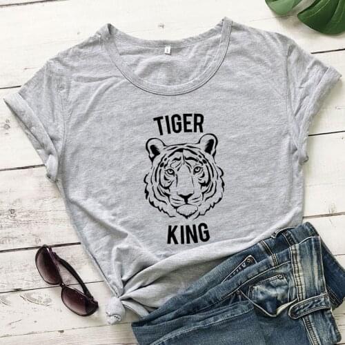 100% Cotton Tiger King T-shirt Trendy Unisex Animal Lover Gift Tshirt Camiseta Funny Summer Women Tumblr Graphic Top Tee Shirt