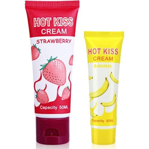 HOT KISS Lubricant Strawberry Banana Cream Sex Lube Body Massage Oil Lubricant Anal Sex Grease Oral Sex Women Vaginal Love Gel