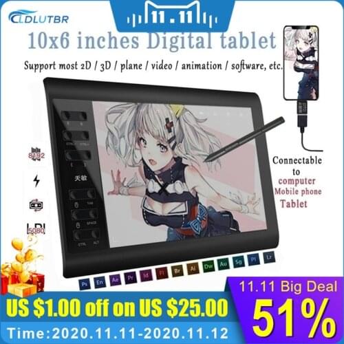 G10 Master Graphic Tablet 10X6 inch 8192 Levels Digital Drawing Tablet No need charge Pen Tablet Support Android Phone new