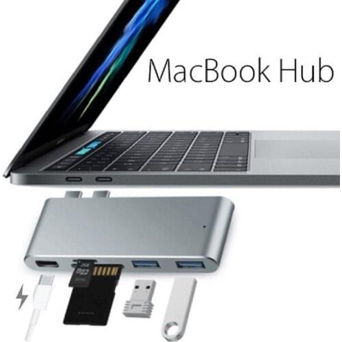 KEMBONA USB 3.0 Type-C Hub Adapter with 2 USB 3.0 ports, SD TF Card slots and a Charging port only for MacBook Pro usb c hub