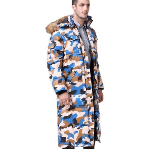 Mens Camouflage White Duck Down Coat Winter Male Jacket Warm Hooded Thick Long Coats Jaqueta Masculina Inverno WXF153
