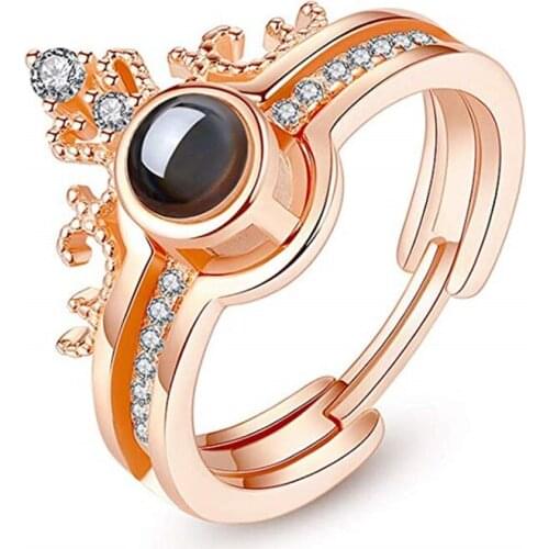 100 Languages Ring for Women I Love You Protectively Jewelry Loving Memory Crown Ring Set