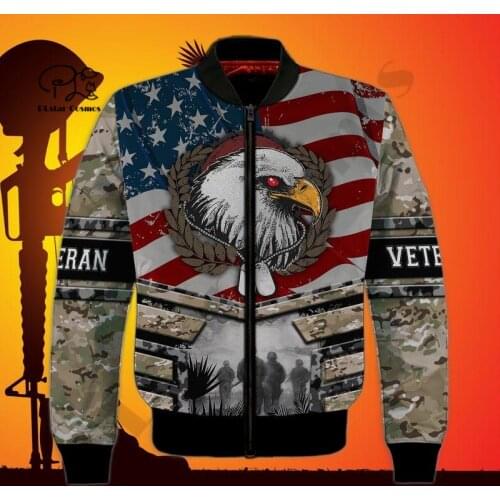 Veteran Army Newest Men/Women Winter Warm Bomber Jackets 3D Printed Autumn Zipper Flight Jacket Casual Unisex Harajuku Coat 2